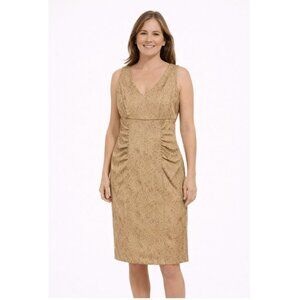 JOIBEL Gold Brocade Sleeveless Sheath Dress - 6